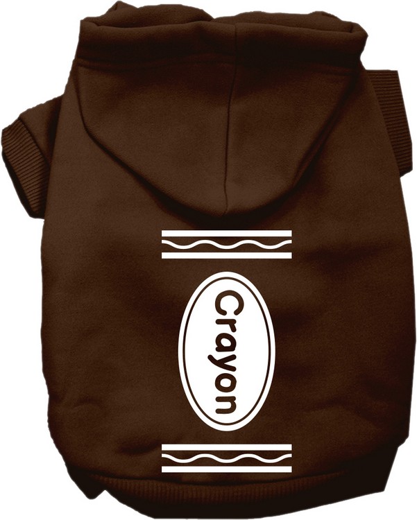 Crayon Costume Screen Print Dog Hoodie Brown Size XS